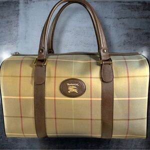 Burberrys Nova Check Leather Trimmed Weekender Bag